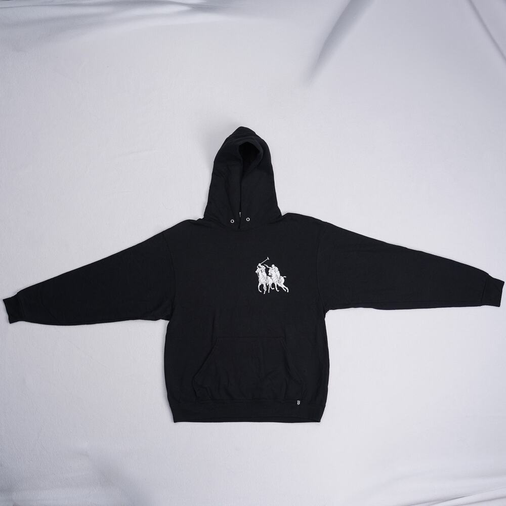 Breezy Excursion Assassin Hoodie Mens L Black Polo Player Graphic Karmaloop